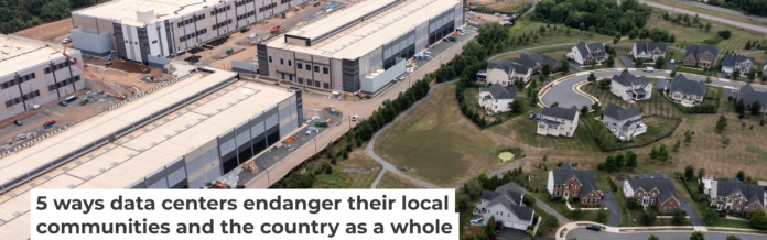 An Amazon data center sits next to a neighborhood in northern Virginia. Nathan Howard/Getty Images